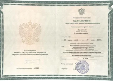 Удостоверение Дементьев Игоря Сергеевича о повышении квалификации